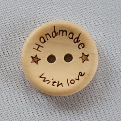 Houten knoop Handmade with love 20mm